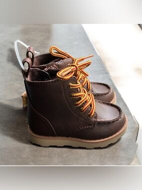 NEW Cat & Jack Toddler Boys' Greyson Casual Boots Brown Size 5T Lace Up/Zipper